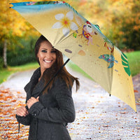 Polynesian Merry Christmas Umbrella Funny Santa Beach Tropical Plant and Turtle - Polynesian Pride