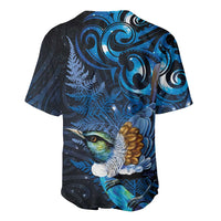 Aotearoa Matariki Baseball Jersey Maori Tribal with Silver Fern and Tui Bird Galaxy Style - Polynesian Pride