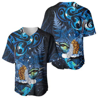Aotearoa Matariki Baseball Jersey Maori Tribal with Silver Fern and Tui Bird Galaxy Style - Polynesian Pride