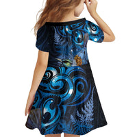Aotearoa Matariki Family Matching Off Shoulder Short Dress and Hawaiian Shirt Maori Tribal with Silver Fern and Tui Bird Galaxy Style LT03 - Polynesian Pride