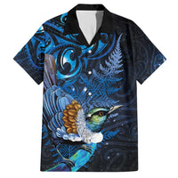 Aotearoa Matariki Family Matching Short Sleeve Bodycon Dress and Hawaiian Shirt Maori Tribal with Silver Fern and Tui Bird Galaxy Style - Polynesian Pride