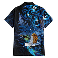 Aotearoa Matariki Family Matching Short Sleeve Bodycon Dress and Hawaiian Shirt Maori Tribal with Silver Fern and Tui Bird Galaxy Style LT03 - Polynesian Pride