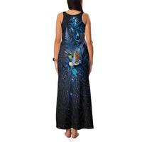 Aotearoa Matariki Family Matching Tank Maxi Dress and Hawaiian Shirt Maori Tribal with Silver Fern and Tui Bird Galaxy Style LT03 - Polynesian Pride