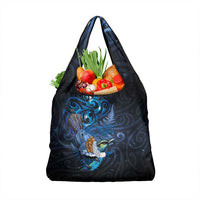 Aotearoa Matariki Grocery Bag Maori Tribal with Silver Fern and Tui Bird Galaxy Style - Polynesian Pride
