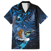 Aotearoa Matariki Hawaiian Shirt Maori Tribal with Silver Fern and Tui Bird Galaxy Style - Polynesian Pride