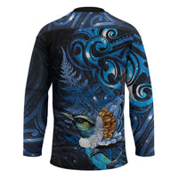 Aotearoa Matariki Hockey Jersey Maori Tribal with Silver Fern and Tui Bird Galaxy Style - Polynesian Pride