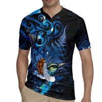 Aotearoa Matariki Rugby Jersey Maori Tribal with Silver Fern and Tui Bird Galaxy Style - Polynesian Pride