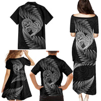 New Zealand Valentine Day Family Matching Puletasi and Hawaiian Shirt Aotearoa Warrior and Woman Love Heart Maori Pattern LT03 - Polynesian Pride