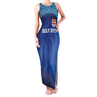 Custom Fiji Football-Towards World Cup 2026 Family Matching Tank Maxi Dress and Hawaiian Shirt LT03 Mom's Dress Blue - Polynesian Pride