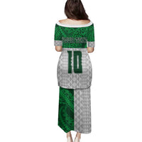 Custom Hawaii Volleyball-Kakau Motif Green Color Family Matching Puletasi and Hawaiian Shirt LT03 - Polynesian Pride