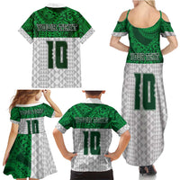 Custom Hawaii Volleyball-Kakau Motif Green Color Family Matching Summer Maxi Dress and Hawaiian Shirt LT03 - Polynesian Pride