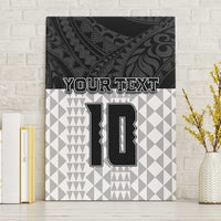 Custom Hawaii Volleyball-Kakau Motif Grayscale Color Canvas Wall Art