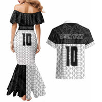 Custom Hawaii Volleyball-Kakau Motif Grayscale Color Couples Matching Mermaid Dress and Hawaiian Shirt LT03 - Polynesian Pride