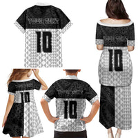 Custom Hawaii Volleyball-Kakau Motif Grayscale Color Family Matching Puletasi and Hawaiian Shirt LT03 - Polynesian Pride