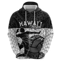 Custom Hawaii Volleyball-Kakau Motif Grayscale Color Hoodie LT03 - Polynesian Pride