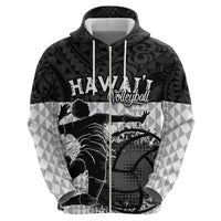 Custom Hawaii Volleyball-Kakau Motif Grayscale Color Hoodie LT03 - Polynesian Pride