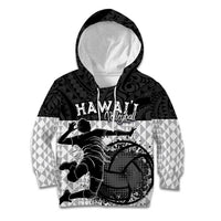 Custom Hawaii Volleyball-Kakau Motif Grayscale Color Kid Hoodie LT03 Hoodie Black - Polynesian Pride