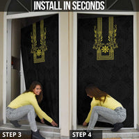 Philippines Barong Style Door Cover with Polynesian Art and Leaf Motif Black-Gold Color