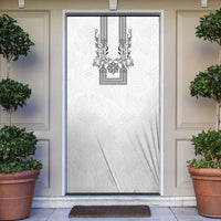 Philippines Barong Style Door Cover with Polynesian Art and Leaf Motif Black-White Color