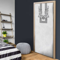 Philippines Barong Style Door Cover with Polynesian Art and Leaf Motif Black-White Color