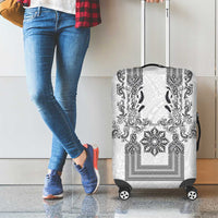 Philippines Barong Style Luggage Cover with Polynesian Art and Leaf Motif Black-White Color