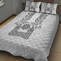 Philippines Barong Style Quilt Bed Set with Polynesian Art and Leaf Motif Black-White Color LT03 - Polynesian Pride