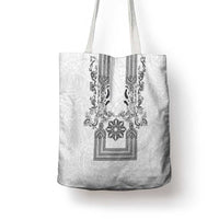 Philippines Barong Style Tote Bag with Polynesian Art and Leaf Motif Black-White Color