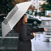 Philippines Barong Style Umbrella with Polynesian Art and Leaf Motif Black-White Color