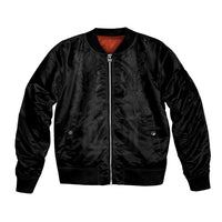 Philippines Barong Style Bomber Jacket with Polynesian Art and Leaf Motif Black Color