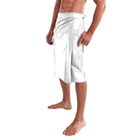 Philippines Barong Style Lavalava with Polynesian Art and Leaf Motif White Color