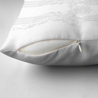 Philippines Barong Style Pillow Cover with Polynesian Art and Leaf Motif White Color
