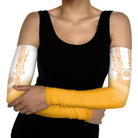 Philippines Barong Style Arm Sleeves with Polynesian Art and Leaf Motif Yellow Color