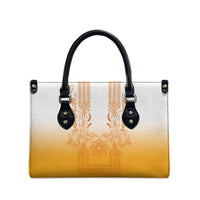 Philippines Barong Style Leather Bag with Polynesian Art and Leaf Motif Yellow Color