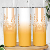 Philippines Barong Style Skinny Tumbler with Polynesian Art and Leaf Motif Yellow Color
