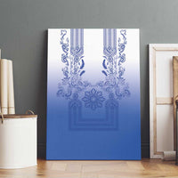 Philippines Barong Style Canvas Wall Art with Polynesian Art and Leaf Motif Blue Color