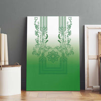 Philippines Barong Style Canvas Wall Art with Polynesian Art and Leaf Motif Green Color