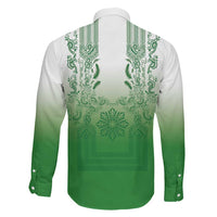 Philippines Barong Style Family Matching Long Sleeve Bodycon Dress and Hawaiian Shirt with Polynesian Art and Leaf Motif Green Color LT03 - Polynesian Pride