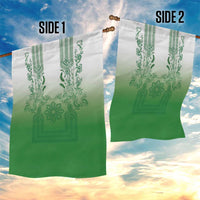 Philippines Barong Style Garden Flag with Polynesian Art and Leaf Motif Green Color