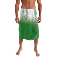 Philippines Barong Style Lavalava with Polynesian Art and Leaf Motif Green Color