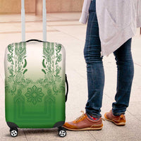 Philippines Barong Style Luggage Cover with Polynesian Art and Leaf Motif Green Color