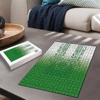 Philippines Barong Style Puzzle with Polynesian Art and Leaf Motif Green Color