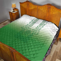 Philippines Barong Style Quilt with Polynesian Art and Leaf Motif Green Color