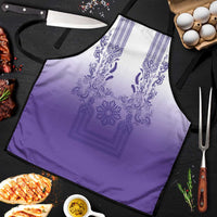Philippines Barong Style Apron with Polynesian Art and Leaf Motif Purple Color