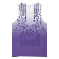 Philippines Barong Style Basketball Jersey with Polynesian Art and Leaf Motif Purple Color