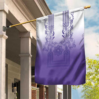 Philippines Barong Style Garden Flag with Polynesian Art and Leaf Motif Purple Color