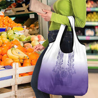 Philippines Barong Style Grocery Bag with Polynesian Art and Leaf Motif Purple Color