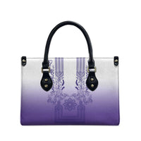 Philippines Barong Style Leather Bag with Polynesian Art and Leaf Motif Purple Color