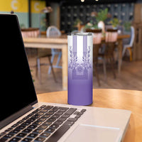 Philippines Barong Style Skinny Tumbler with Polynesian Art and Leaf Motif Purple Color