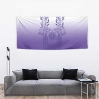 Philippines Barong Style Tapestry with Polynesian Art and Leaf Motif Purple Color
