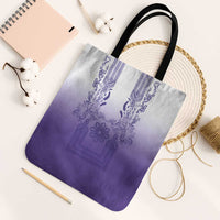 Philippines Barong Style Tote Bag with Polynesian Art and Leaf Motif Purple Color